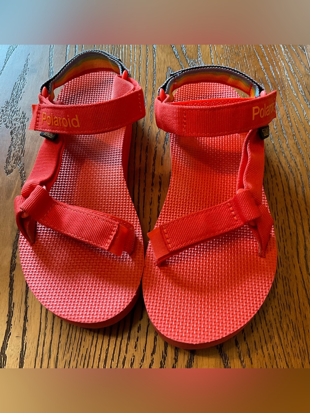 Teva X Polaroid Bright Orange / Rainbow Sport Sandals. Size 7 - Picture 3 of 10